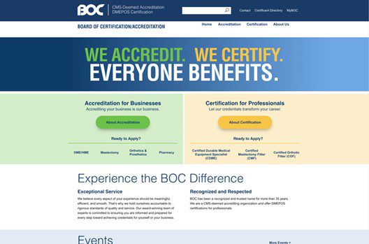 screenshot of BOC website homepage